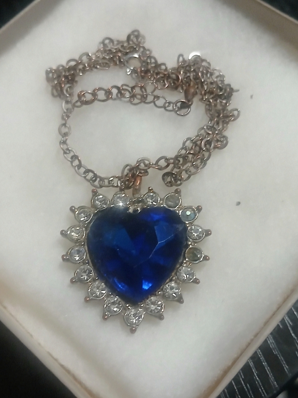 Royal Blue Heart Crystal Pendant Necklace - Women Jewelry